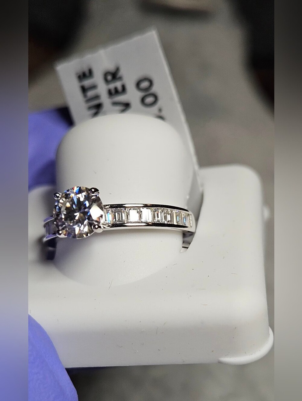 NWT Sterling Silver Moissanite Engagement Ring Channel Set Baguette Band Size 6